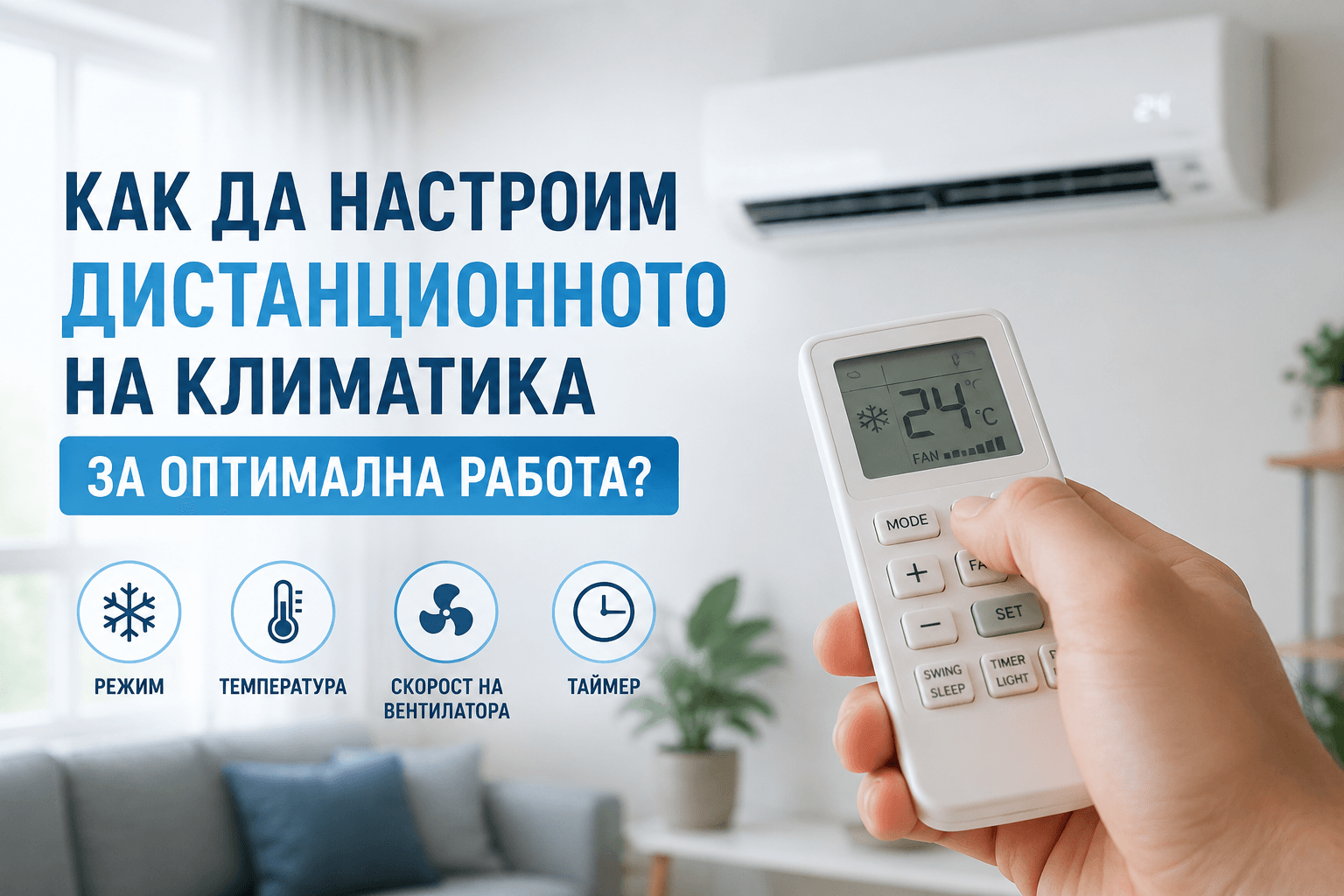 Дистанционно на климатик с настройки за оптимална работа в домашни условия